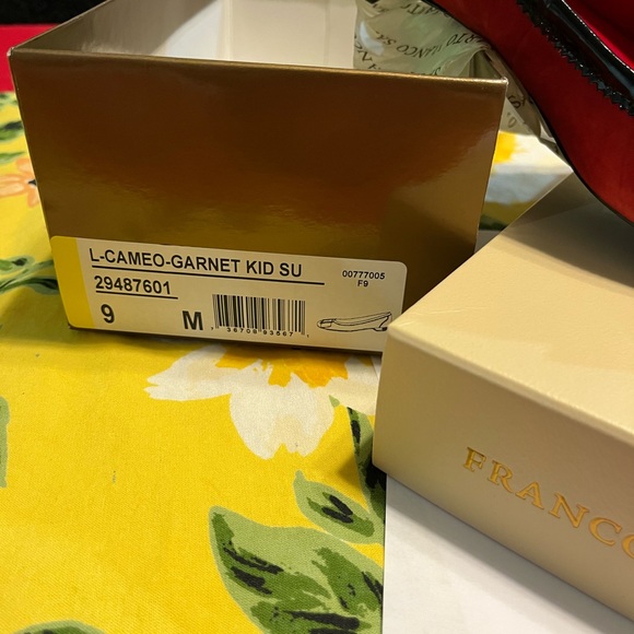 Franco Sarto dress shoes. Size 9M. Red suede with black patent leather accents. - Picture 2 of 3